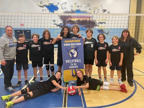 Ecole Jean-Paul II from Val Caron won first place at the CND volleyball tournament, held at College Notre Dame in Sudbury Oct. 27 and 28. Eight senior boys teams from Conseil scolaire catholique Nouvelon elementary schools, composed of students in grades 7 and 8, took part in the tournament. Ecole Ste. Marie from Azilda finished in second place, while Ecole St. Paul from Lively was third.
