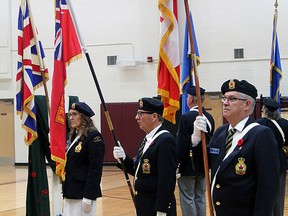 The Wetaskiwin Royal Canadian Legion Br. No. 86 Colour Party was at Wetaskiwin Composite High School Friday to participate in school Remembrance Day services prior to the students be dismissed for mid-term break next week.
Christina Max