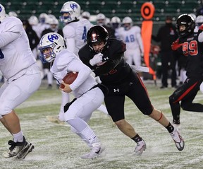 The Sabres, who committed seven turnovers in their loss to the Titans, are still alive in provincial play. Photo courtesy Connie Nichol