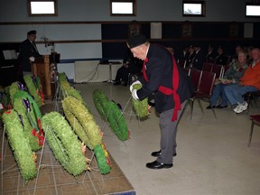 Sergeant-at-arms John Collier was one of 24 people to lay a wreath at the Remembrance Day ceremony in Sundridge.  Collier also read the Honour Roll which listed the names of all 26 soldiers from the area killed in both world wars.