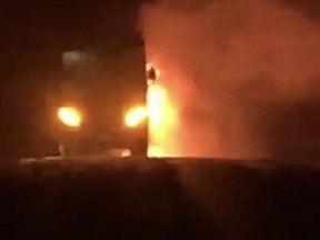 A Tisdale bus carrying U18 AAA Trappers  Sunday night caught on fire. There were no injuries.