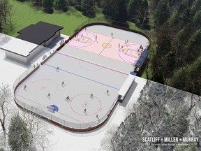 The picture shows the concept art of a four-season use rink we are hoping to build on the site. Exact specifications are subject to change. (supplied photo)