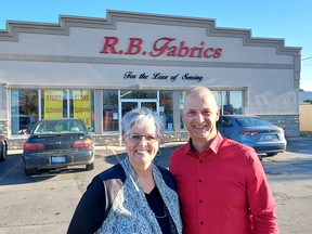Elizabeth and Rick Badiuk, owners of R.B.Fabrics, are retiring after 40 years in the business. Ellwood Shreve.Postmedia