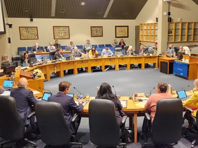 Chatham-Kent council is shown meeting in-person Monday night, for the first time since March 2020. Trevor Terfloth/Postmedia