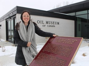 Erin Dee-Richard, curator-supervisor at the Oil Museum of Canada, stands outside the site's main building in Oil Springs. 
File photo/The Observer