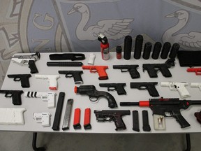 Stratford police seized more than a dozen 3D-printed guns and gun parts during a search of a home in Stratford on Monday. (Submitted photo)