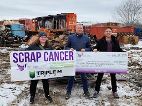 Organizers of the Scrap Cancer campaign celebrate the $52,241.24 raised for the Northern Cancer Foundation. The funds will support capital and equipment purchases at the Shirley and Jim Fielding Northeast Cancer Centre at Health Sciences North.