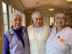 'Groundbreaking' Grandmothers Tish Antone, left, Rosemary Albert and Donna Sears, who helped create an Indigenous agency and shelter in London, are honoured for their anti-domestic violence efforts at the John Robinson Awards Monday, Nov. 28. (Randy Richmond/The London Free Press)