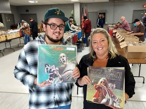 Chris Martin and his mom Toni Martin were finding so many great records during Chatham Record Day on Saturday that they made a return trip. Ellwood Shreve/Postmedia