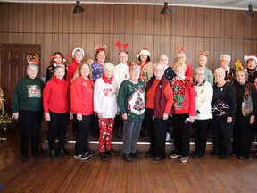 Members of the South Bruce Retired Women Teachers of Ontario pose for a group photo on Nov. 24 following their Christmas lunch. Photo by Christine Roberts.