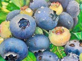 After the Rain Blueberries, by artist Cheri Robinson is among 800 works in Westland Gallery's 11th annual Square Foot Show.