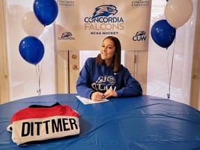 Brenna Dittmer of Chatham, Ont., will begin playing NCAA Division III hockey at Concordia University Wisconsin in the 2023-24 season. (Contributed Photo)