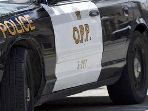 Ontario Provincial Police charged a Calvin Township man after a complaint was made of a vehicle blocking a snowmobile trail.