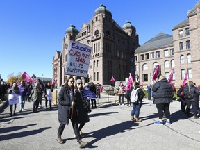 CUPE workers on the picket line at Queen's Park on Nov. 7, 2022.