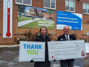 Pictured in front of the PECM Hospital from left: Shannon Coull, executive director of the PECMH Foundation and Buck Buchanan, poppy fund chairperson. BRIAR BOYCE PHOTO