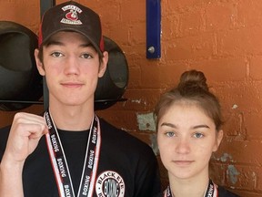 Brantford Black Eye Boxing Club members Tommy Wallace  and Kelsie MacPhee recently won championships at the provincials. Submitted