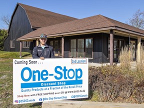 Kal Curry, one of three business partners that operate One-Stop Discount Shop, stands outside the company's new location in Port Dover that is set to open at the end of November.