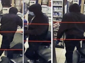 Brantford police on Tuesday released images of two suspects sought in the robbery Nov. 12 of a pharmacy at Terrace Hill Street and St. Paul Avenue.