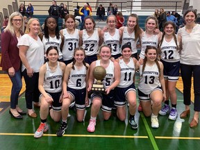 Assumption College Lions are the Athletic Association of Brant, Haldimand and Norfolk junior girls basketball champions. Expositor Photo