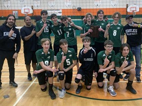 St. John's College Green Eagles are the Athletic Association of Brant, Haldimand and Norfolk junior boys volleyball champions. Expositor photo