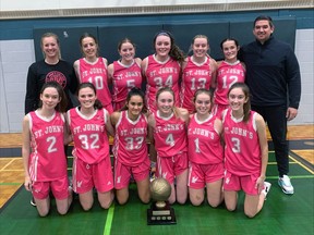 St. John's College Green Eagles are the Athletic Association of Brant, Haldimand and Norfolk senior girls basketball champions. Expositor photo