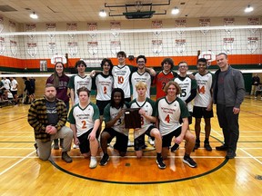 North Park Collegiate Trojans are the Athletic Association of Brant, Haldimand and Norfolk senior boys volleyball champions.  Expositor Photo