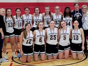 The Assumption College Lions junior girls basketball team won silver on the weekend at the Central Western Ontario Secondary Schools Association AAA tournament in Guelph. Submitted
