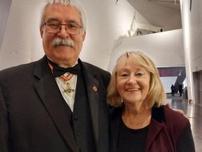 Former Brant MPP and Speaker of the Legislature Dave Levac with his wife Rosemarie after being appointed to the Order of Ontario at a ceremony held by Lt. Gov. Elizabeth Dowdeswell in Toronto on Monday. SUBMITTED