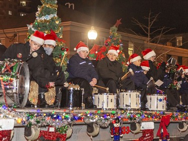 A mixture of Brantford army, sea and air cadets play drums and brass instruments on Saturday November 26, 2022 during the city's Santa Claus parade in downtown Brantford, Ontario. Brian Thompson/Brantford Expositor/Postmedia Network