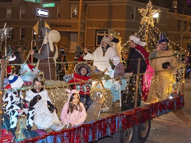A nativity scene is depicted on the Church of the Nazarene float on Saturday November 26, 2022 during the city's Santa Claus parade in downtown Brantford, Ontario. Brian Thompson/Brantford Expositor/Postmedia Network