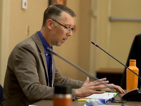 Brockville chief planning officer Andrew McGinnis speaks to council's planning and operations committee on Tuesday. (RONALD ZAJAC/The Recorder and Times)
