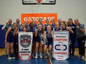 St. Mary Catholic High School is the 2022 Ontario (OFSAA) girls basketball A champion. The Crusaders defeated Nicholson Catholic College in the gold-medal game in Walkerton on Saturday, Nov. 26. Submitted photo by Colin Jardine