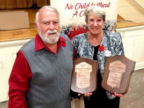Richard and Bonnie Regnier have been named Mr. and Mrs. Goodfellow for 2022. They received the honour during the Chatham Goodfellows annual dinner meeting on Nov. 3. Ellwood Shreve/Postmedia