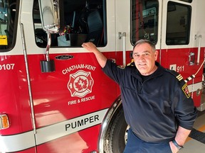 Senior Capt. Mike Myers retired Tuesday after 30 years as firefighter in Chatham. PHOTO Ellwood Shreve/Chatham Daily News