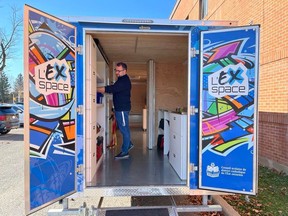 Joel Charlebois, a technology integration specialist with the CSDCEO, inside the board's mobile makerspace caravan, this week at La Citadelle. Photo on Friday, November 4, 2022, in Cornwall, Ont. Todd Hambleton/Cornwall Standard-Freeholder/Postmedia Network