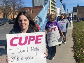 Educational workers and supporters came out in hundreds to support the CUPE strike outside of SDSG MPP Nolan Quinn's office on Friday November 4, 2022 in Cornwall, Ont. Shawna O'Neill/Cornwall Standard-Freeholder/Postmedia Network