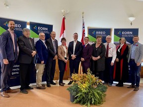 Various local dignitaries and partners met for a Eastern Ontario Regional Network (EORN) cellular service infrastructure announcement on Monday November 7, 2022 in Maxville, Ont. Shawna O'Neill/Cornwall Standard-Freeholder/Postmedia Network