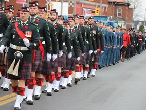 The parade on Second Street West returned to the Cornwall Remembrance Day ceremony on Friday for the first time since 2019. Photo on Friday, November 11, 2022, in Cornwall, Ont. Todd Hambleton/Cornwall Standard-Freeholder/Postmedia Network