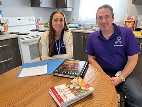 Shyla Oakes and Pat Dussault, anti-human trafficking liasons with the Akwesasne Family Wellness Program, in the nutrition skills teaching area in the outreach building. Photo on Thursday, November 17, 2022, in Akwesasne, Ont. Todd Hambleton/Cornwall Standard-Freeholder/Postmedia Network