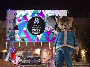 Nitotem the Lynx, mascot of the 2022 Arctic Winter Games, at the Santa Claus Parade at MacDonald Island Park in Fort McMurray on Saturday, December 5, 2020. Supplied Image/Robert Murray