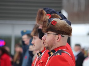 Members of Wood Buffalo RCMP during Remembrance Day ceremonies at Legion Branch 165 in Waterways on Thursday, November 11, 2021. Vincent McDermott/Fort McMurray Today/Postmedia Network