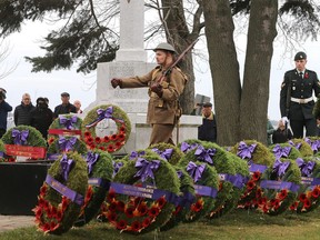 Hundreds of military members, dignitaries and the general public gathered at the Cross of Sacrifice on King Street in Kingston to mark Remembrance Day on Friday November 11, 2022. Ian MacAlpine/Kingston Whig-Standard/Postmedia Network