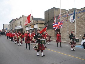 The Queens' University Bands led the Remembrance Day parade in Gananoque.  supplied by Bill Beswetherick