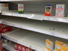 Stock of children's over-the-counter flu and cold medicine was recently in short supply at this Mississuaga drug store.