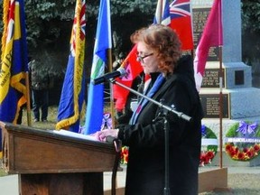 Susan Wilkinson-Matticks is again the master of ceremonies for the Nanton Legion's Remembrance Day ceremony at the cenotaph.