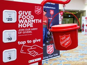 Salvation Army kettle with a  tap feature for donations.  (File/Postmedia)
(files)