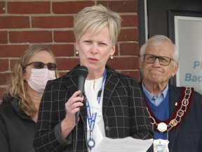 Julia Boudreau, CEO of the Renfrew Victoria Hospital, speaks during the official opening of the new Renfrew County Youth Wellness Hub located at 278 Nelson Street in Pembroke. Anthony Dixon