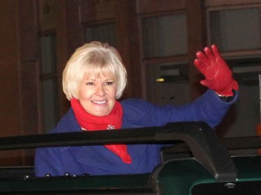 Renfrew-Nipissing-Pembroke MP Cheryl Gallant waves to the crowds lining Pembroke Street during the Santa Claus Parade of Lights. Anthony Dixon