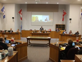 Dr. Sudit Ranade, Lambton County's acting medical officer of health, appears virtually at Wednesday's meeting of Lambton County council.