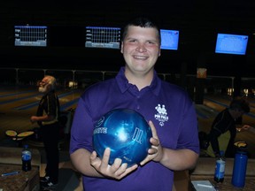 Koty Alkerton, 26, from Sarnia prepares to compete for Special Olympics Sarnia's Pin Pals during a Hometown Games event Saturday at Marcin Bowl in Point Edward.  Terry Bridge/Sarnia Observer/Postmedia Network